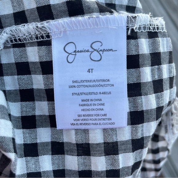 Jessica Simpson Black White Check Checkerboard Ruffled Dress Romper 4T NWT New - Picture 6 of 7